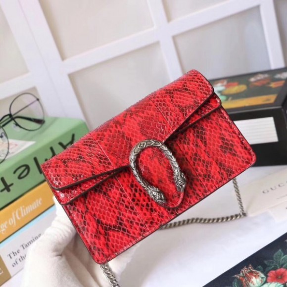red dionysus S*per mini snakeskin bag