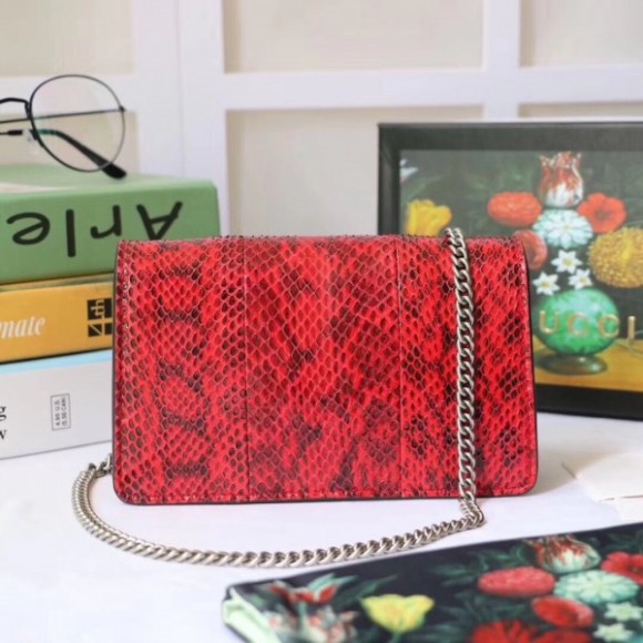 red dionysus S*per mini snakeskin bag