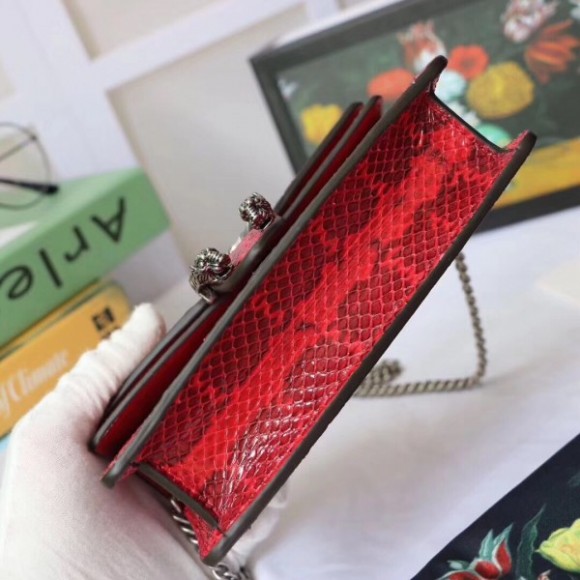 red dionysus S*per mini snakeskin bag