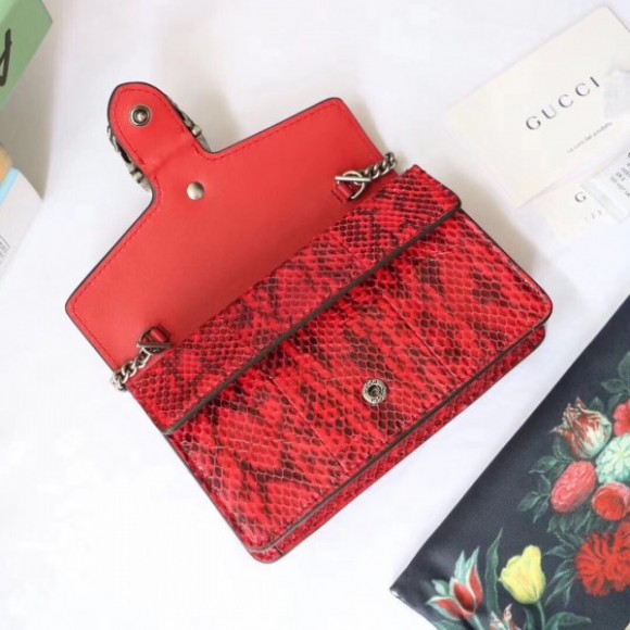 red dionysus S*per mini snakeskin bag