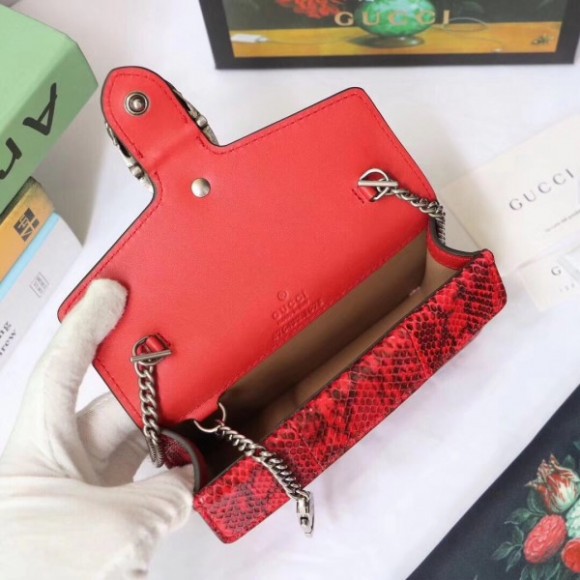 red dionysus S*per mini snakeskin bag