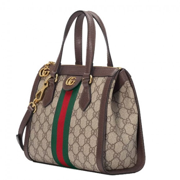 ophidia gg small tote bag beige/ebony gg S*p*e canvas