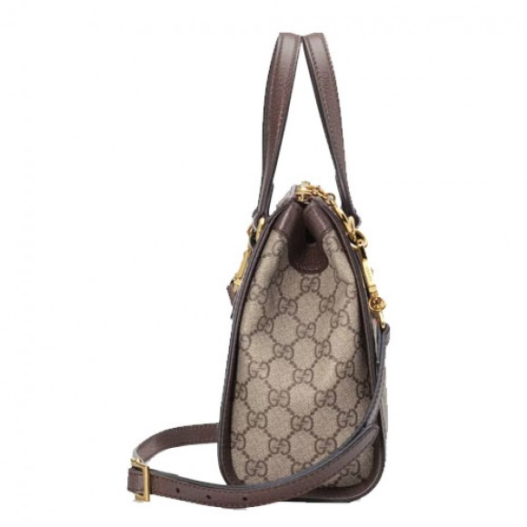 ophidia gg small tote bag beige/ebony gg S*p*e canvas