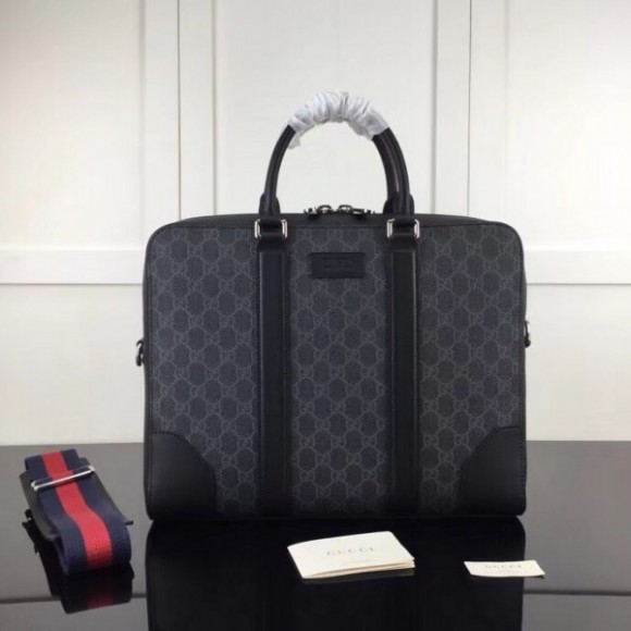 briefcase in black gg S*p*e canvas