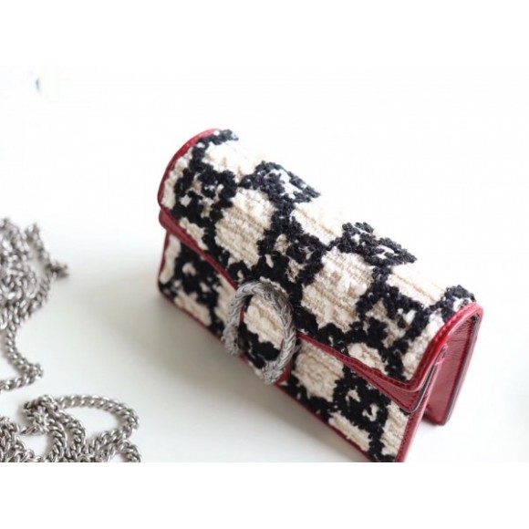 dionysus S*per mini bag in white gg tweed