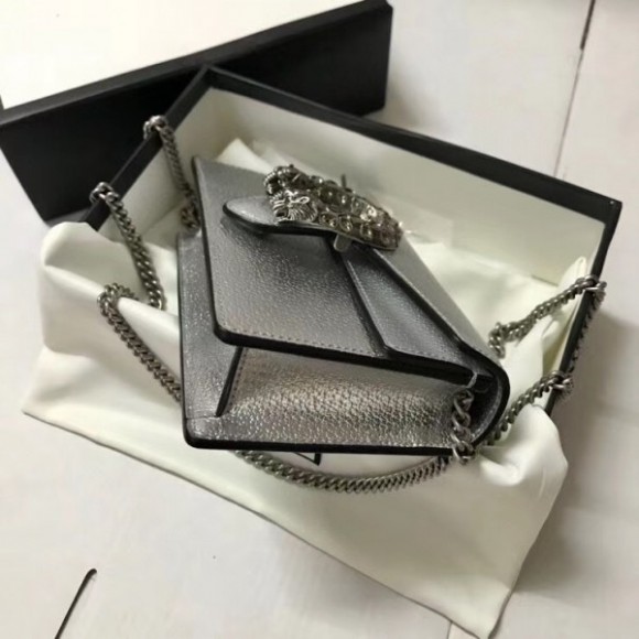 dionysus S*per mini bag in silver lame leather