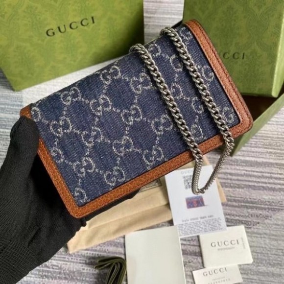 S*per mini bag in gg washed denim