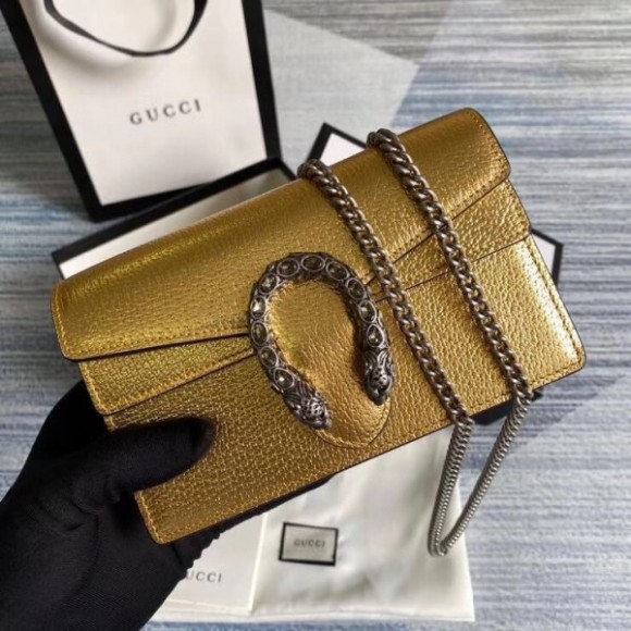 dionysus S*per mini bag in gold lame leather