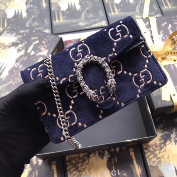 blue dionysus S*per mini velvet bag