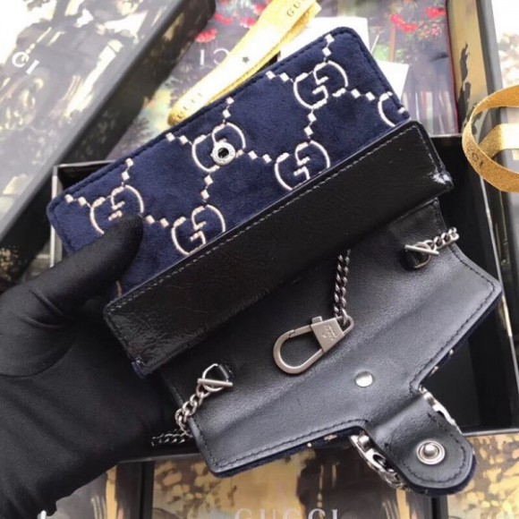 blue dionysus S*per mini velvet bag