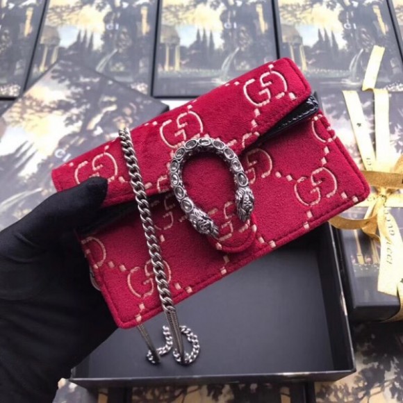 red dionysus S*per mini velvet bag