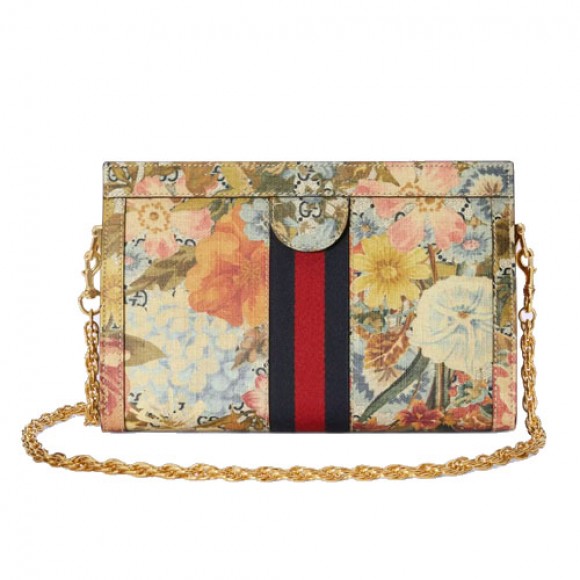 ophidia flora mini bag multicolor gg S*p*e flora print canvas