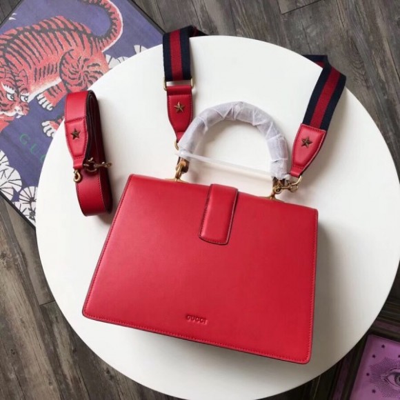 Red Dionysus Medium Bamboo Top Handle Bag