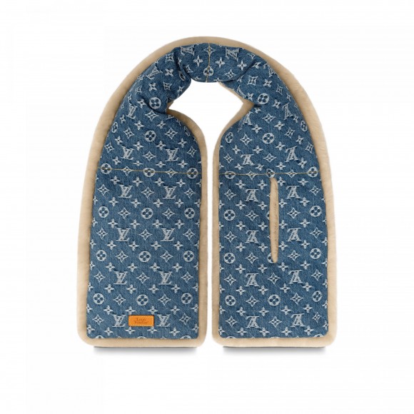 l**is V*t*n mp2703 blue shearling denim scarf