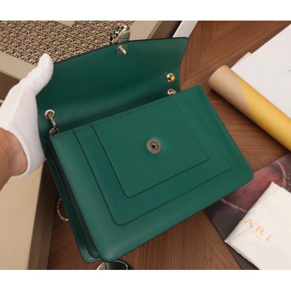 B*l*ai serpenti forever large shoulder bag in green calfskin