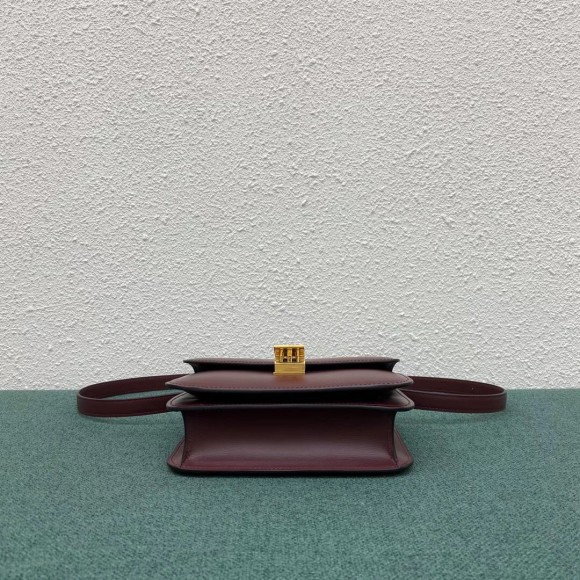 Ce**e classic box teen bag in burgundy box calfskin
