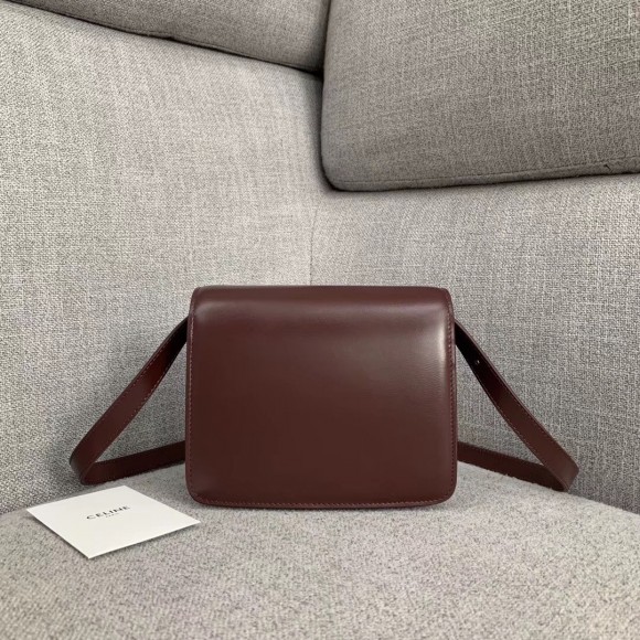 Ce**e classic box small bag in bordeaux box calfskin