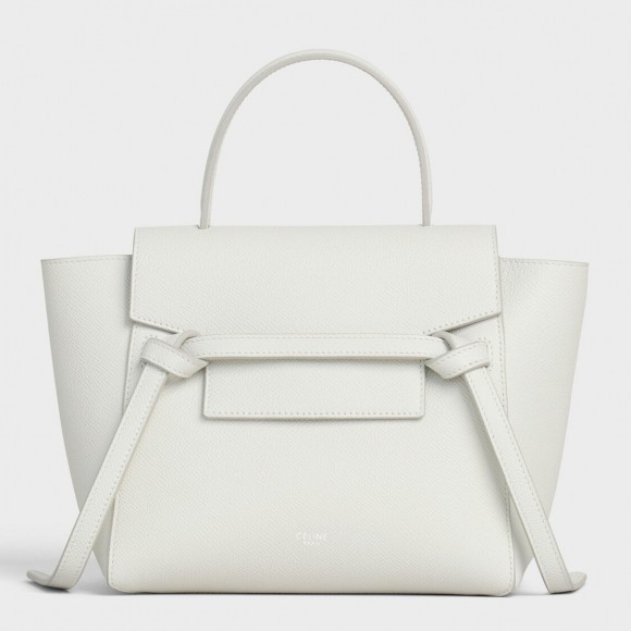 Ce**e micro belt bag in white grained calfskin