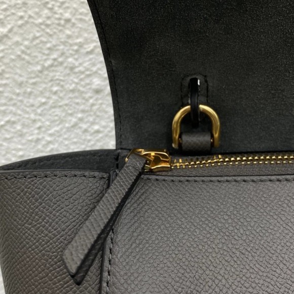 Ce**e belt nano bag in grey grained calfskin