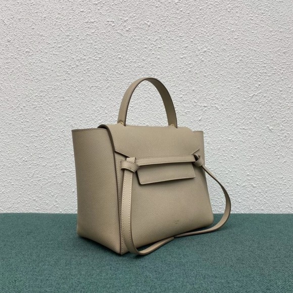 Ce**e micro belt bag in light taupe grained calfskin