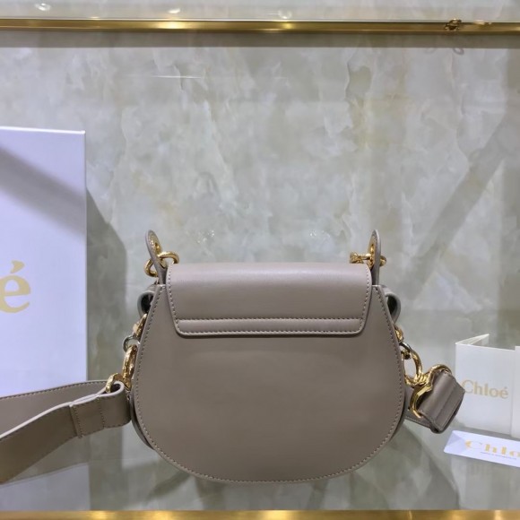 Chloe Small Tess Shoulder Bag In Grey Calfskin
