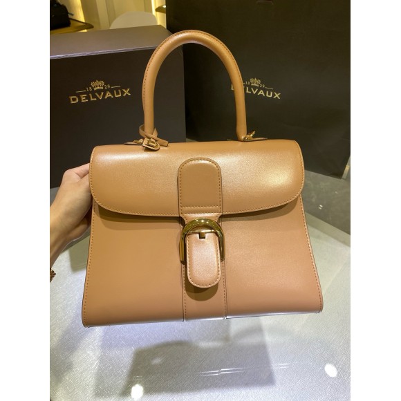 Delvaux Brillant MM Bag in Tender Beige Box Calf Leather