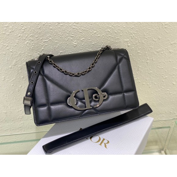 D*or 30 montaigne chain bag with handle in black lambskin