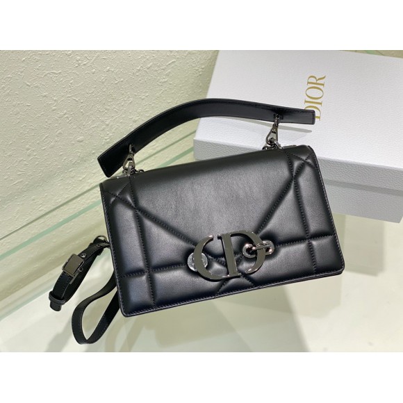 D*or 30 montaigne chain bag with handle in black lambskin