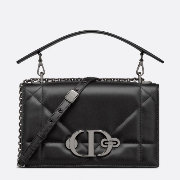 D*or 30 montaigne chain bag with handle in black lambskin