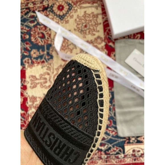 D*or granville espadrilles in black mesh embroidery