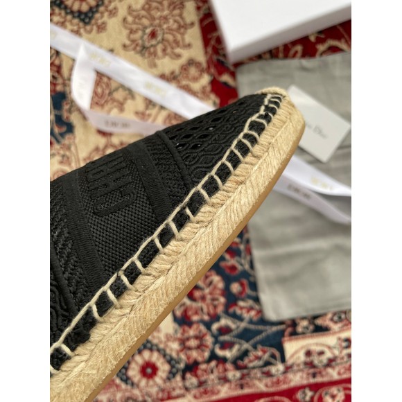 D*or granville espadrilles in black mesh embroidery