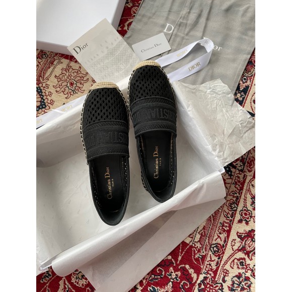 D*or granville espadrilles in black mesh embroidery