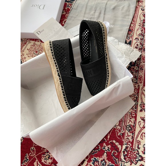 D*or granville espadrilles in black mesh embroidery