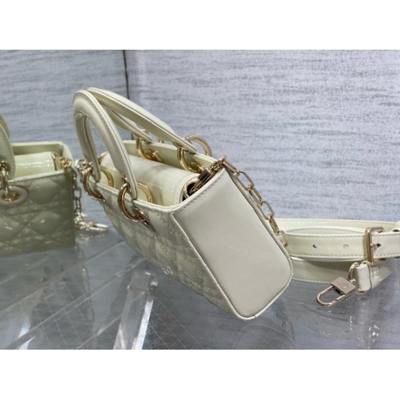 D*or lady d-joy small bag in white patent calfskin