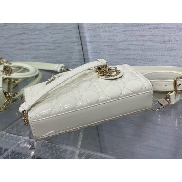 D*or lady d-joy small bag in white patent calfskin