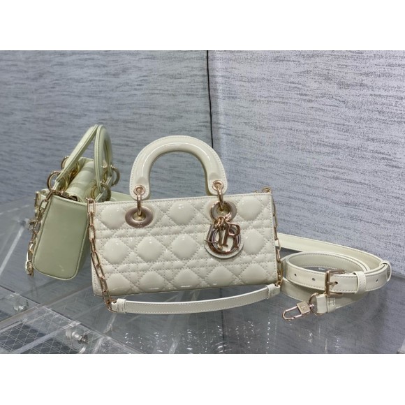D*or lady d-joy small bag in white patent calfskin