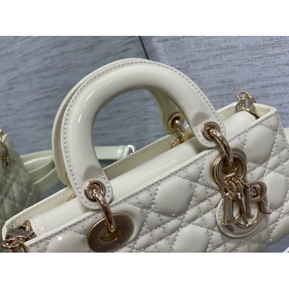 D*or lady d-joy small bag in white patent calfskin