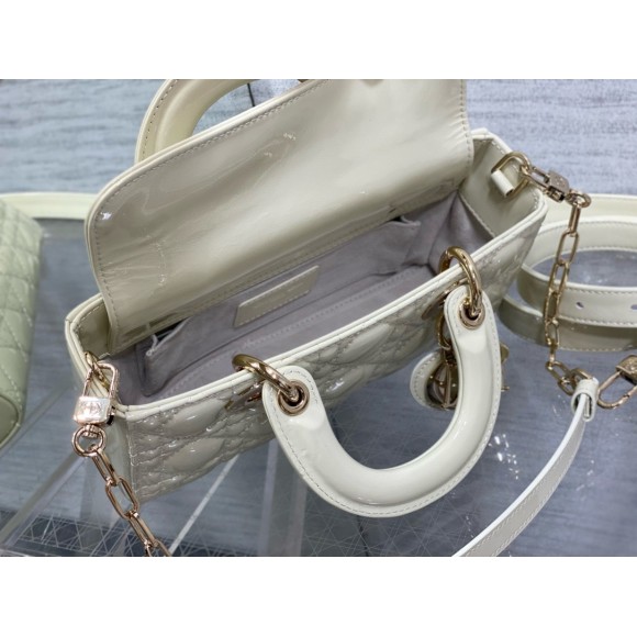 D*or lady d-joy small bag in white patent calfskin