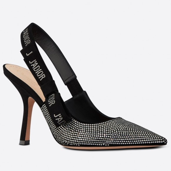 D*or j'aD*or slingback pumps 100mm in black suede with strass