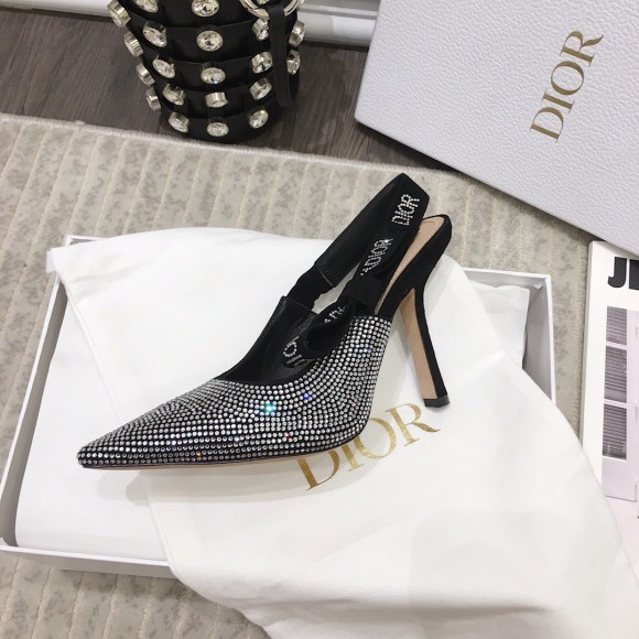 D*or j'aD*or slingback pumps 100mm in black suede with strass