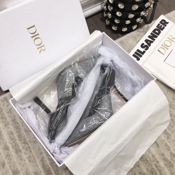 D*or j'aD*or slingback pumps 100mm in black suede with strass