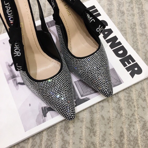 D*or j'aD*or slingback pumps 100mm in black suede with strass