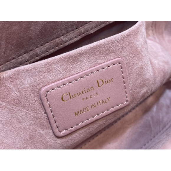 D*or lady d-joy medium bag in peony pink cannage lambskin
