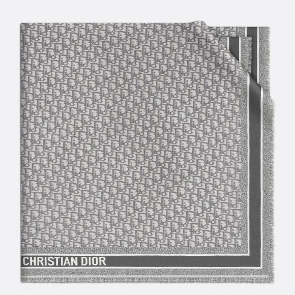 D*or d-oblique shawl in grey wool and cotton