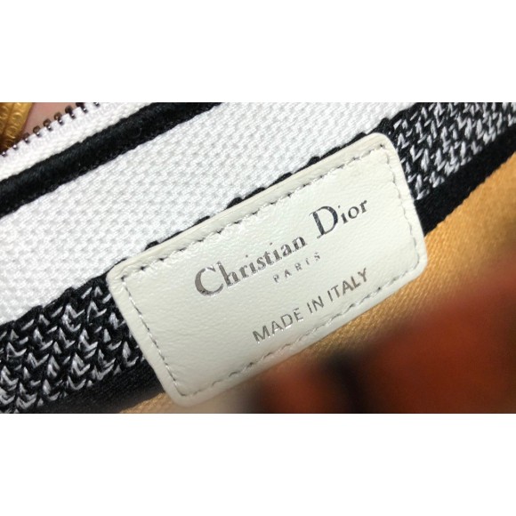 D*or lady d-lite medium bag in white pixel zodiac embroidery