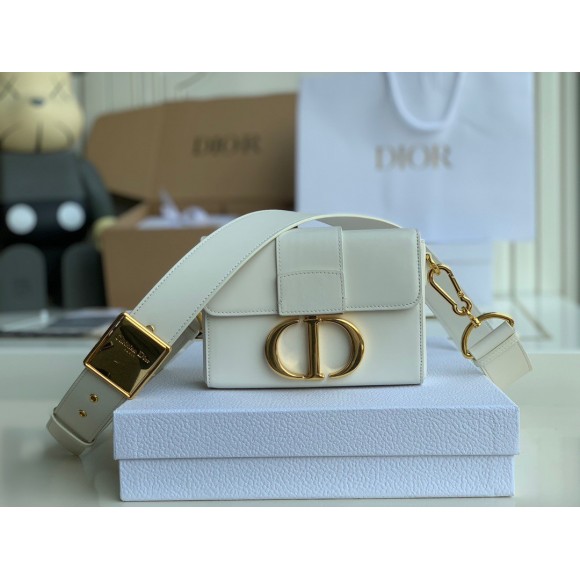 D*or 30 montaigne box bag in white box calfskin