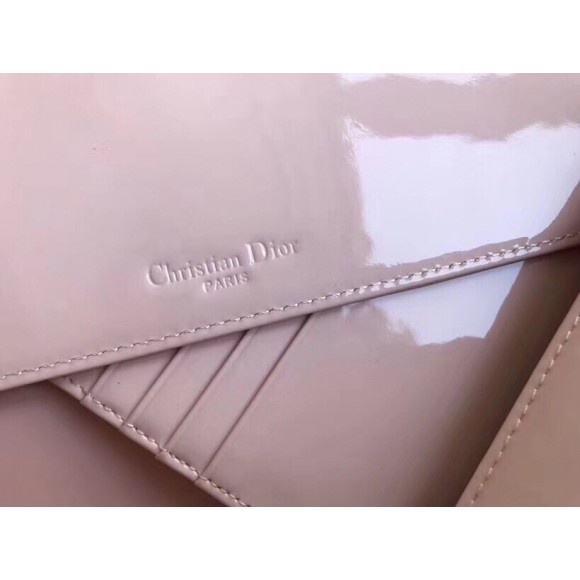 D*or lady D*or chain pouch in pink patent cannage calfskin