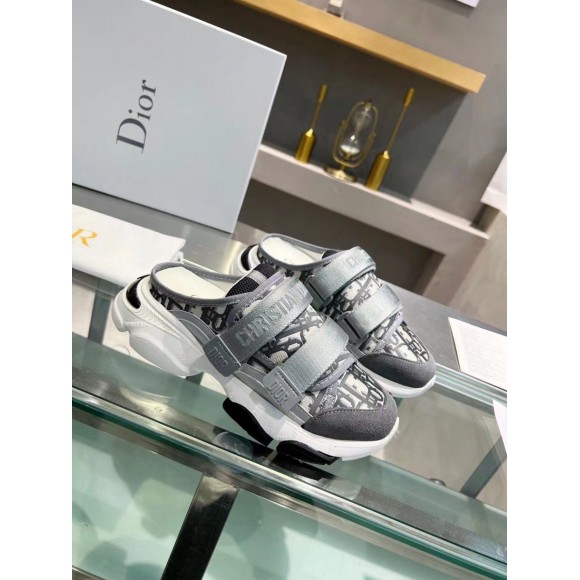 D*or d-wander open back sneakers in grey oblique fabric
