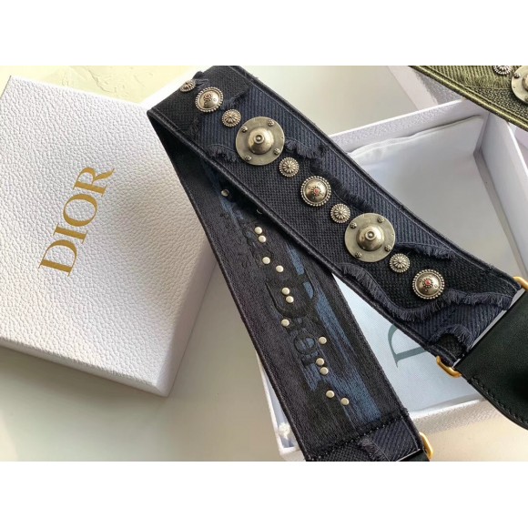 D*or shoulder strap in blue camouflage embroidery with medallions