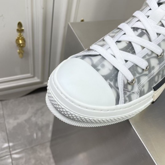 D*or men's b23 high-top sneakers in white and black oblique canvas